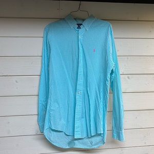 RALPH LAUREN POLO button-up shirt size medium men’s. Cotton Gingham Shirt EUC